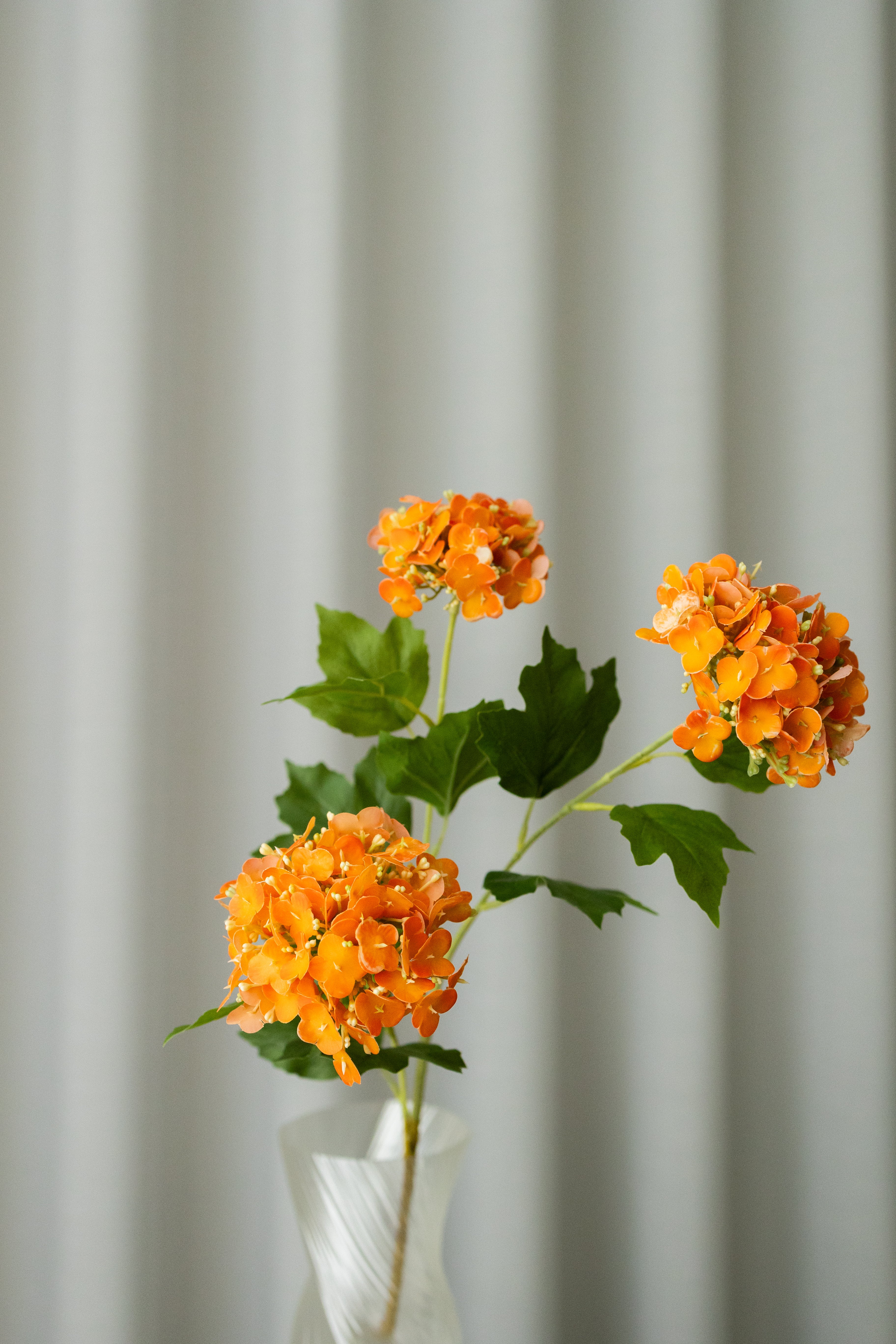 Artificial Snowball Hydrangea - Orange
