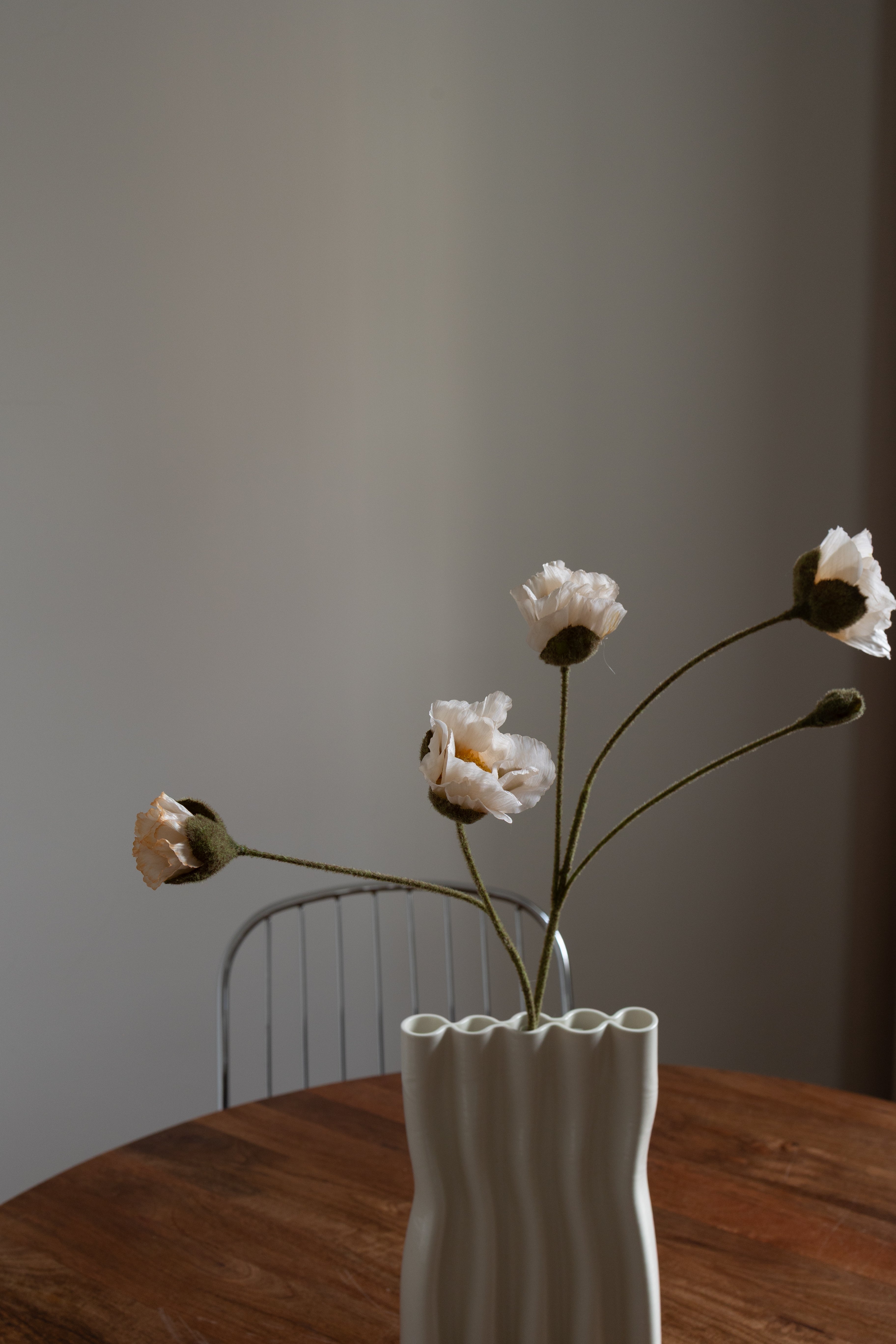 Artificial Lifelike Poppy - Nature White