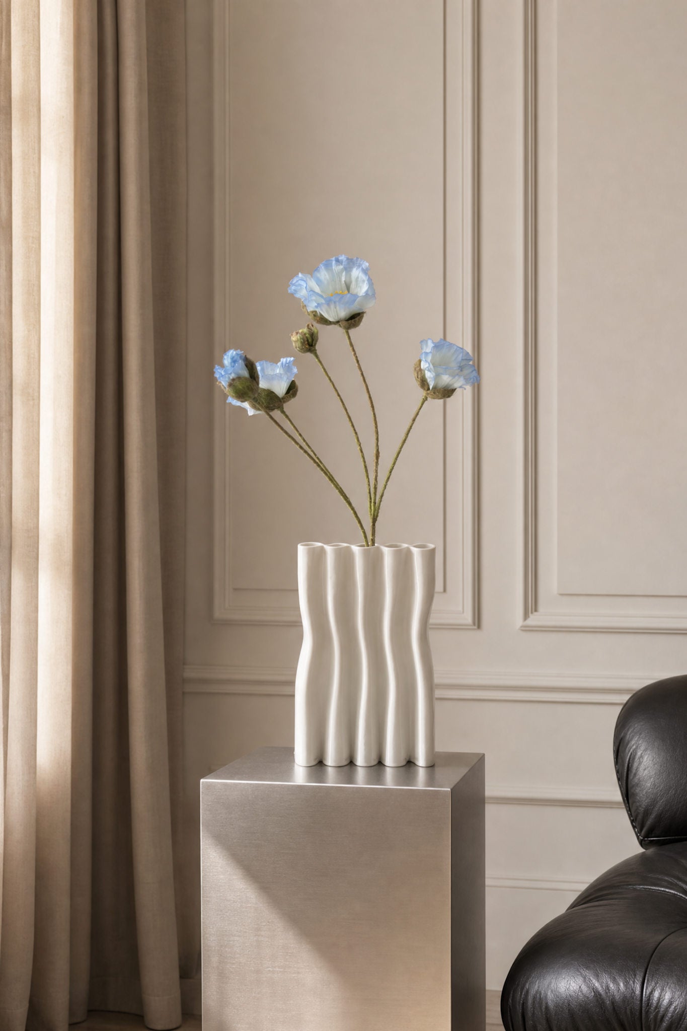 Artificial Lifelike Poppy - Light Blue