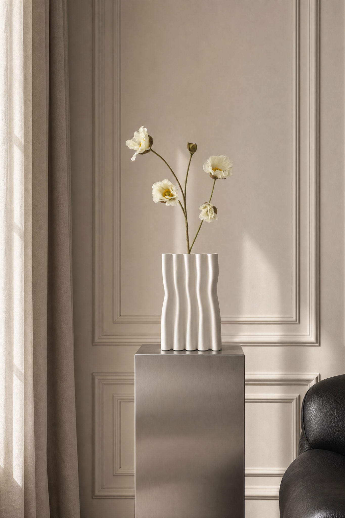Artificial Lifelike Poppy - Pure White