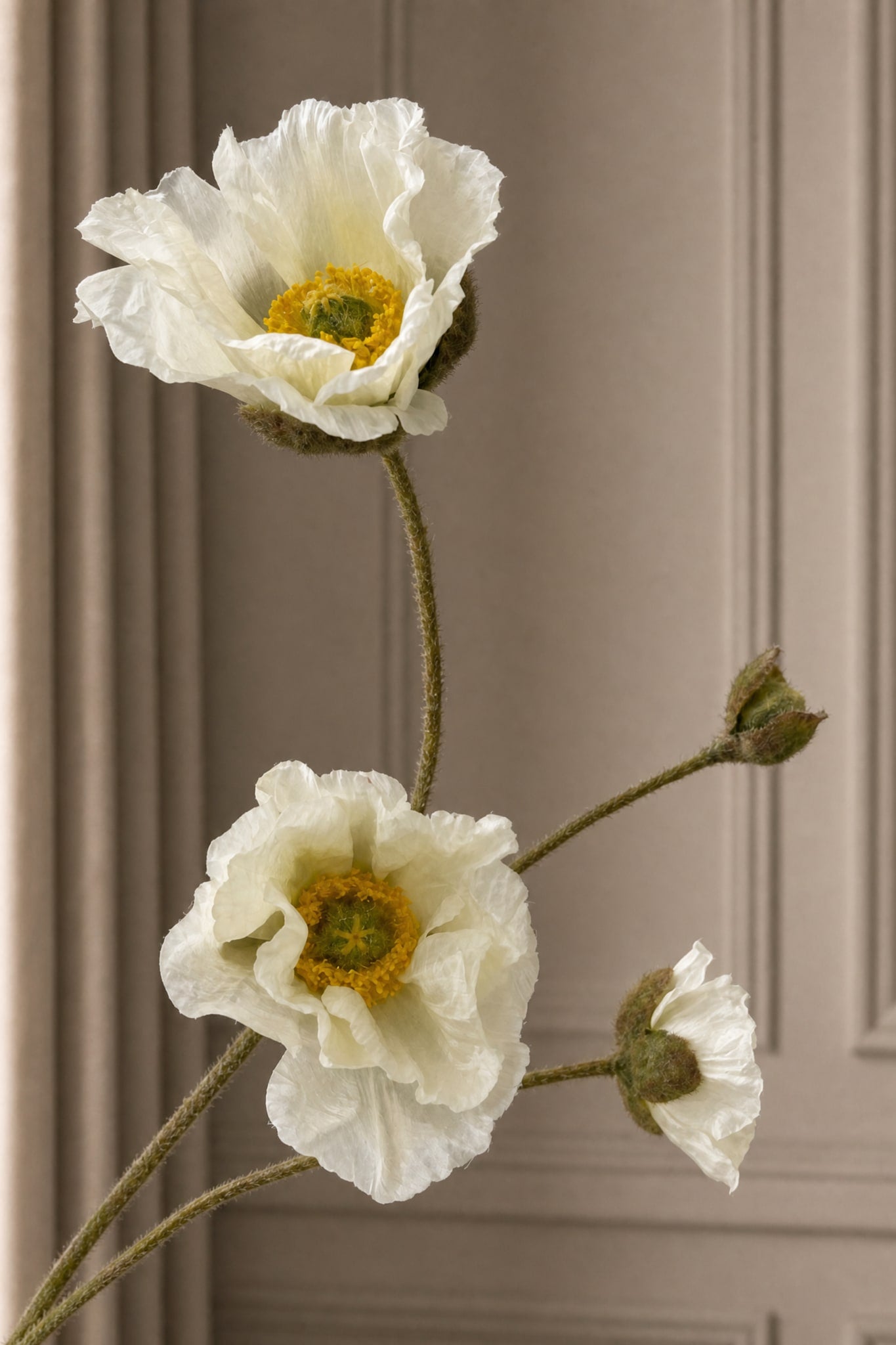 Artificial Lifelike Poppy - Pure White