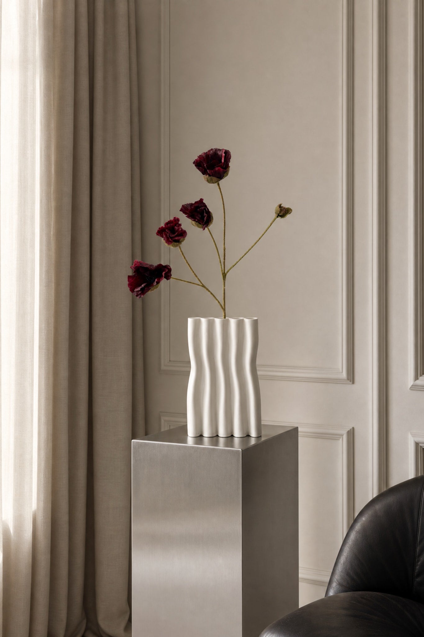 Artificial Lifelike Poppy - Bordeaux