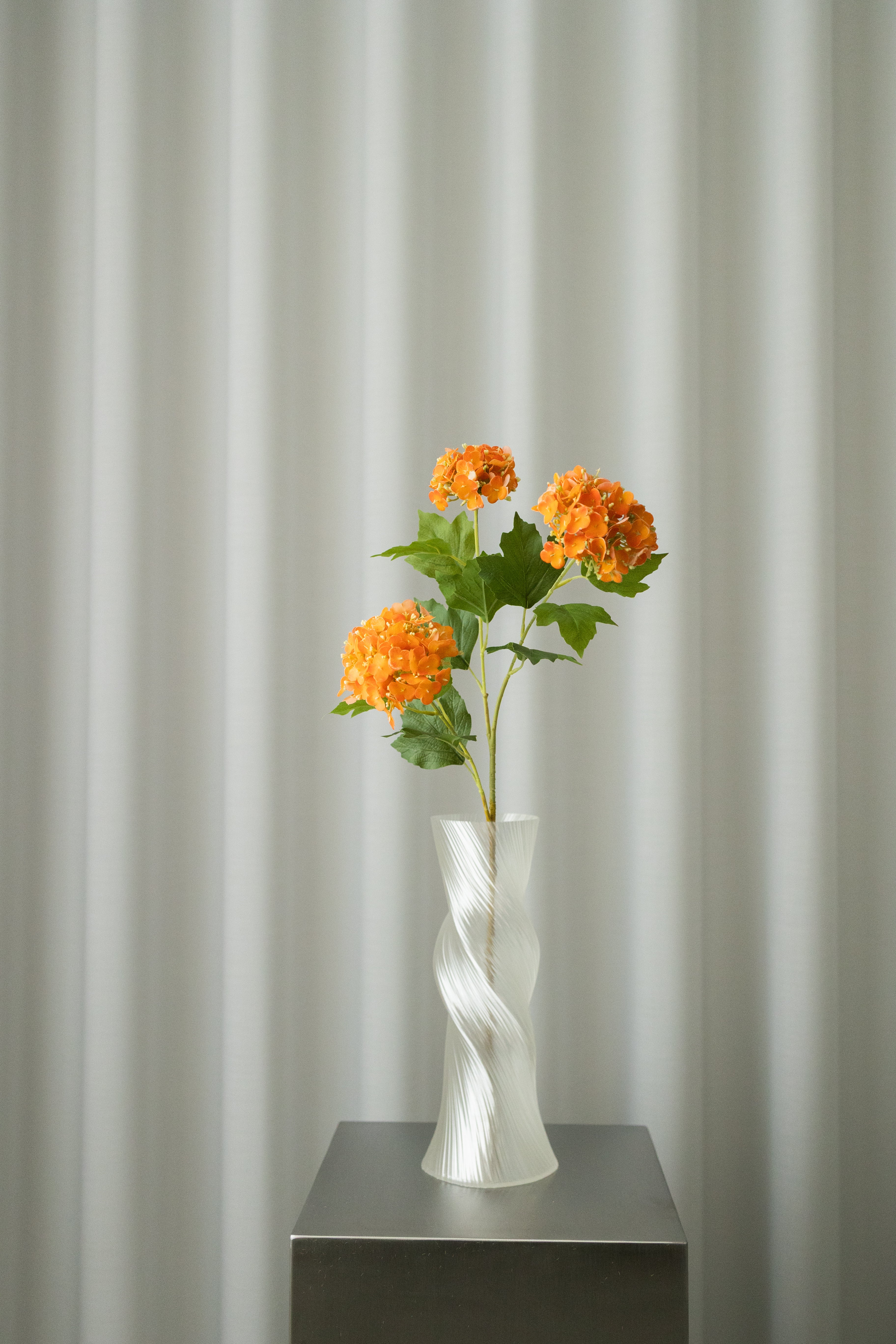 Artificial Snowball Hydrangea - Orange