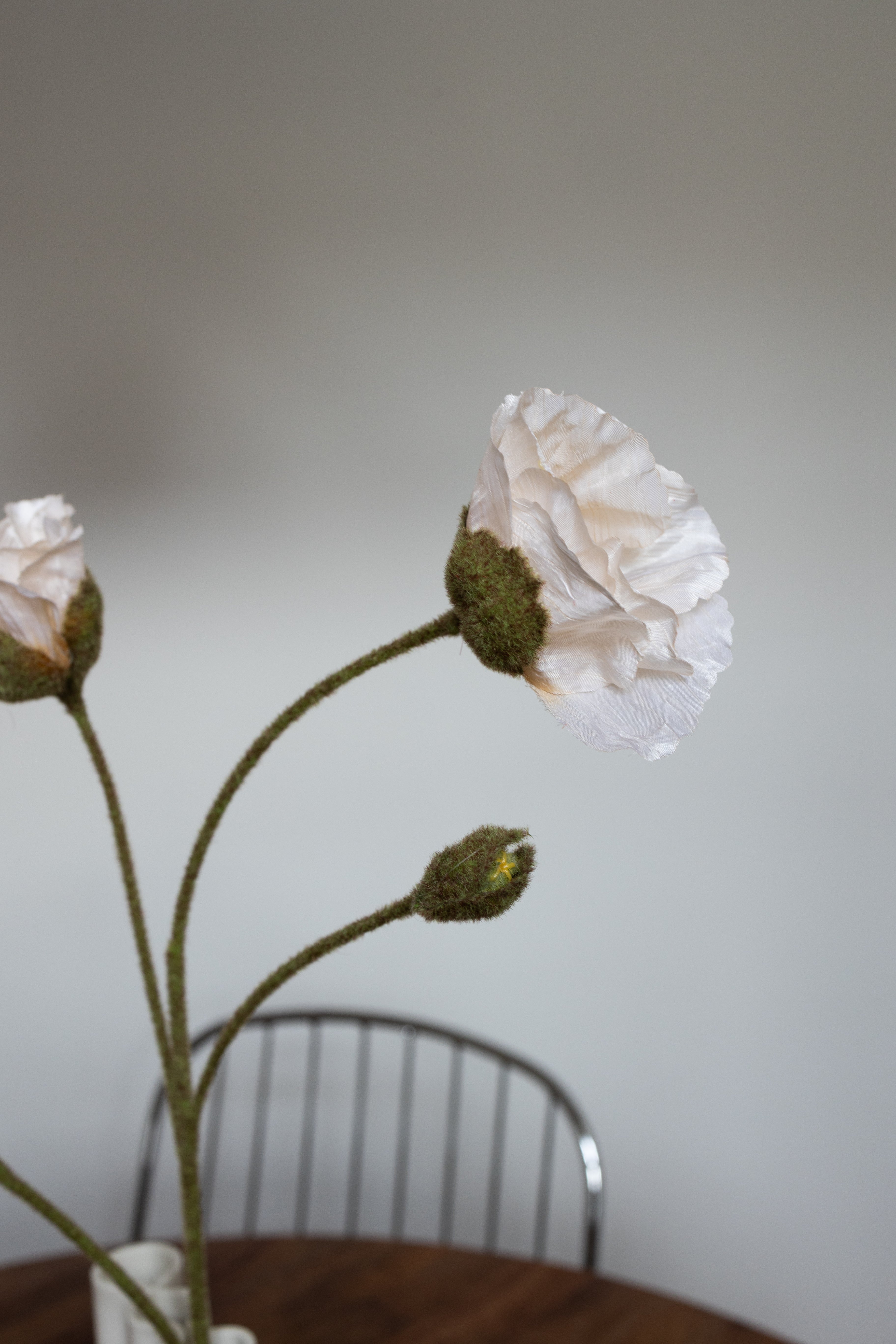 Artificial Lifelike Poppy - Nature White