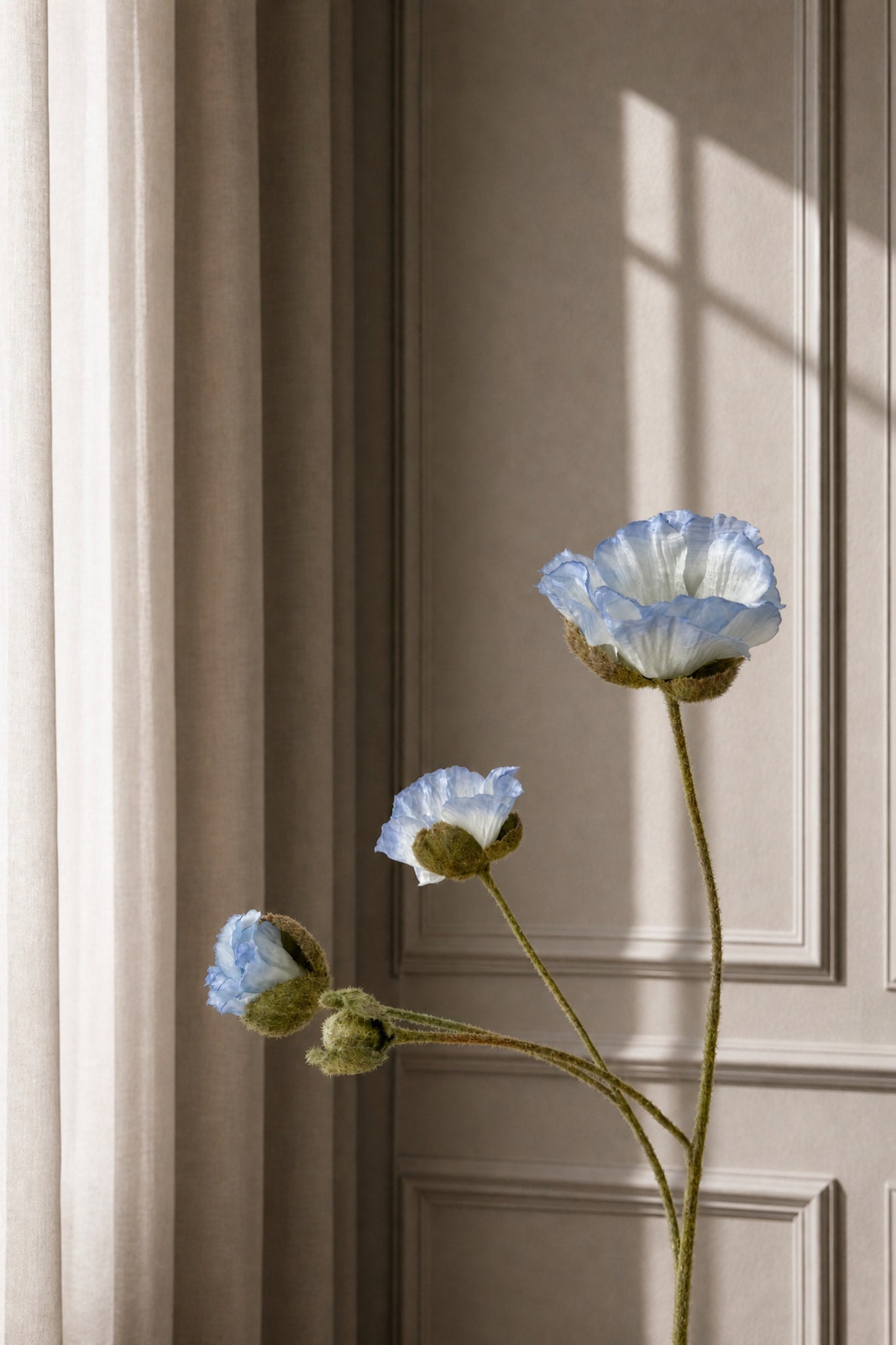 Artificial Lifelike Poppy - Light Blue