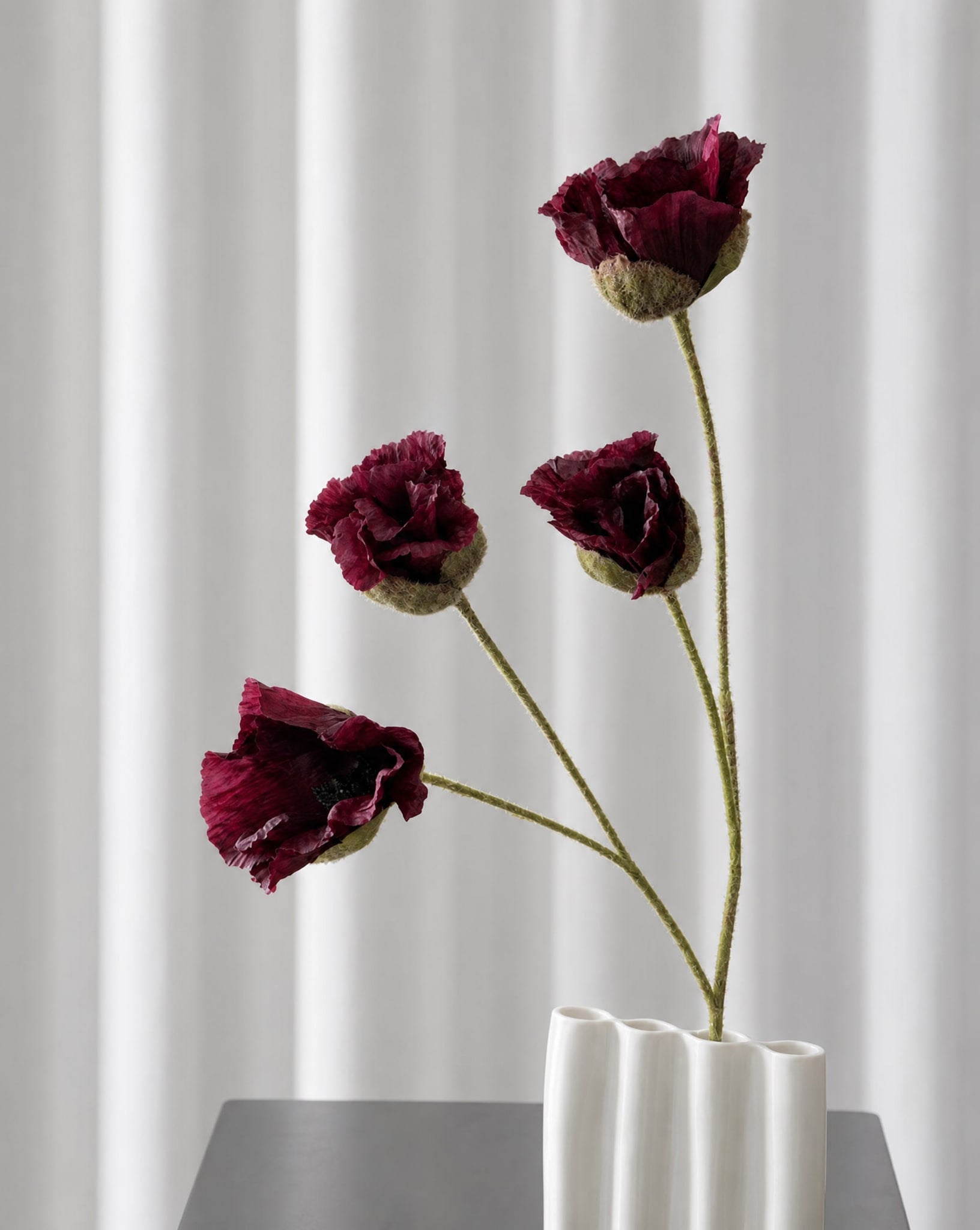 Artificial Lifelike Poppy - Bordeaux