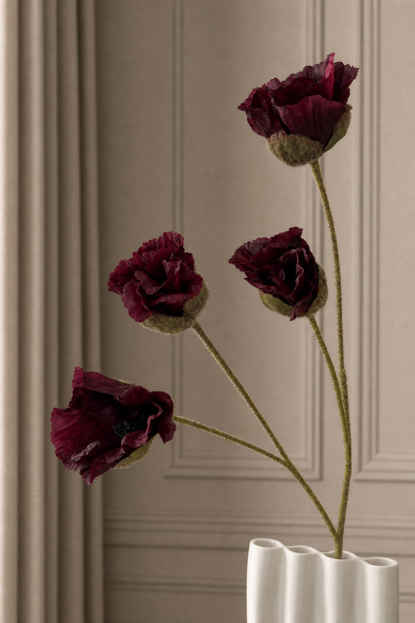 Artificial Lifelike Poppy - Bordeaux